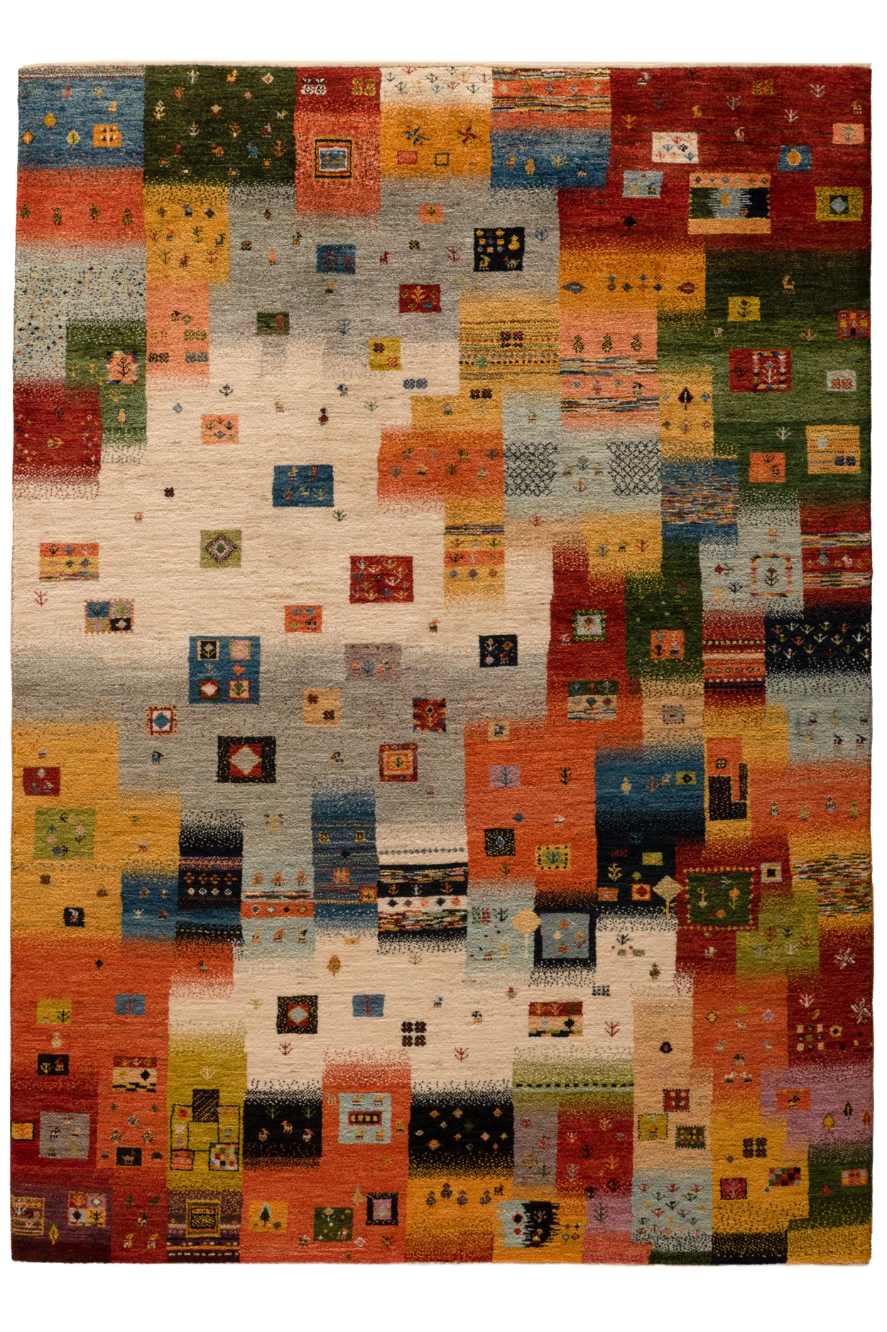 Gabbeh Teppich-Unikat - buntes Dorf