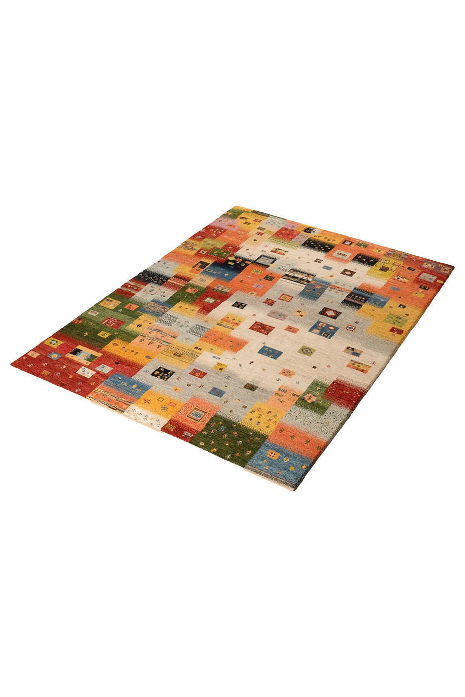 Gabbeh Teppich-Unikat - buntes Dorf