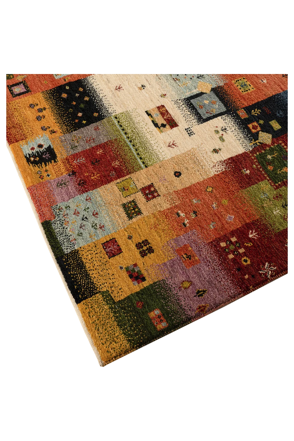 Gabbeh Teppich-Unikat - buntes Dorf