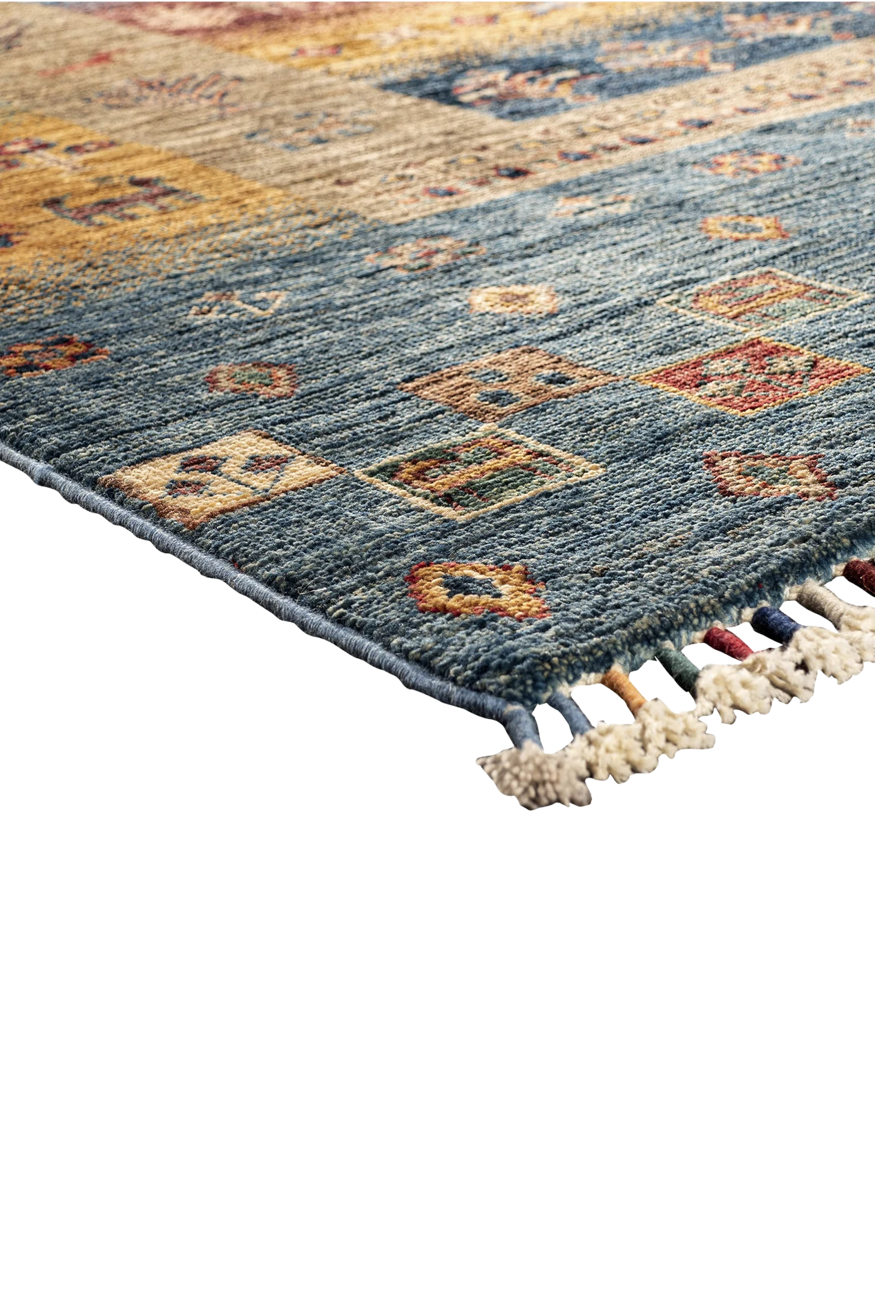 Gabbeh-Art Teppich - bunte Schmuckbänder