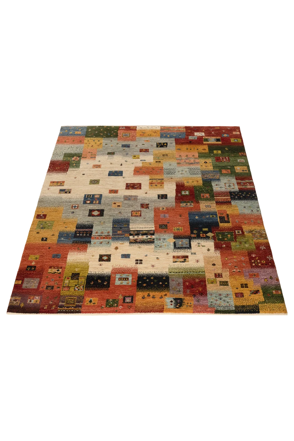 Gabbeh Teppich-Unikat - buntes Dorf