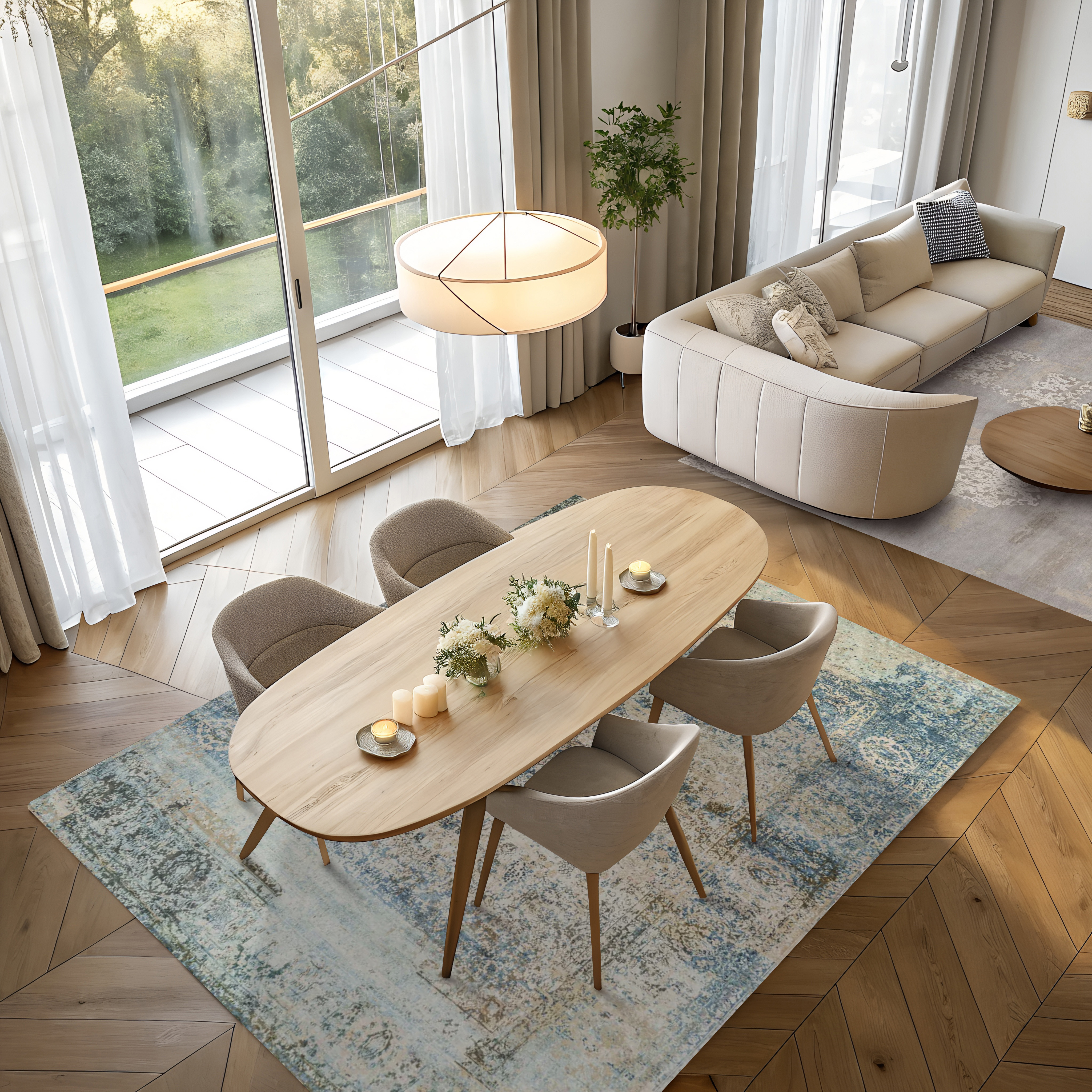 Teppich aus Naturseide & Hochlandwolle - Aquarell 