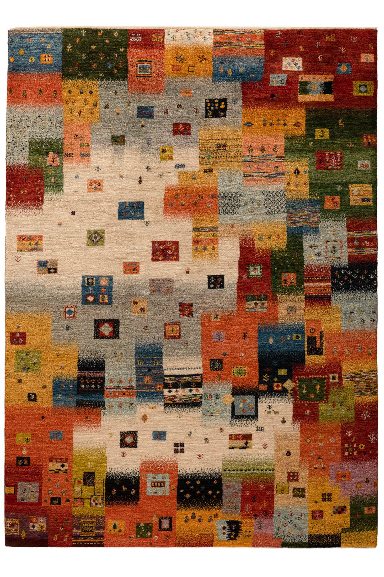 Gabbeh Teppich-Unikat - buntes Dorf