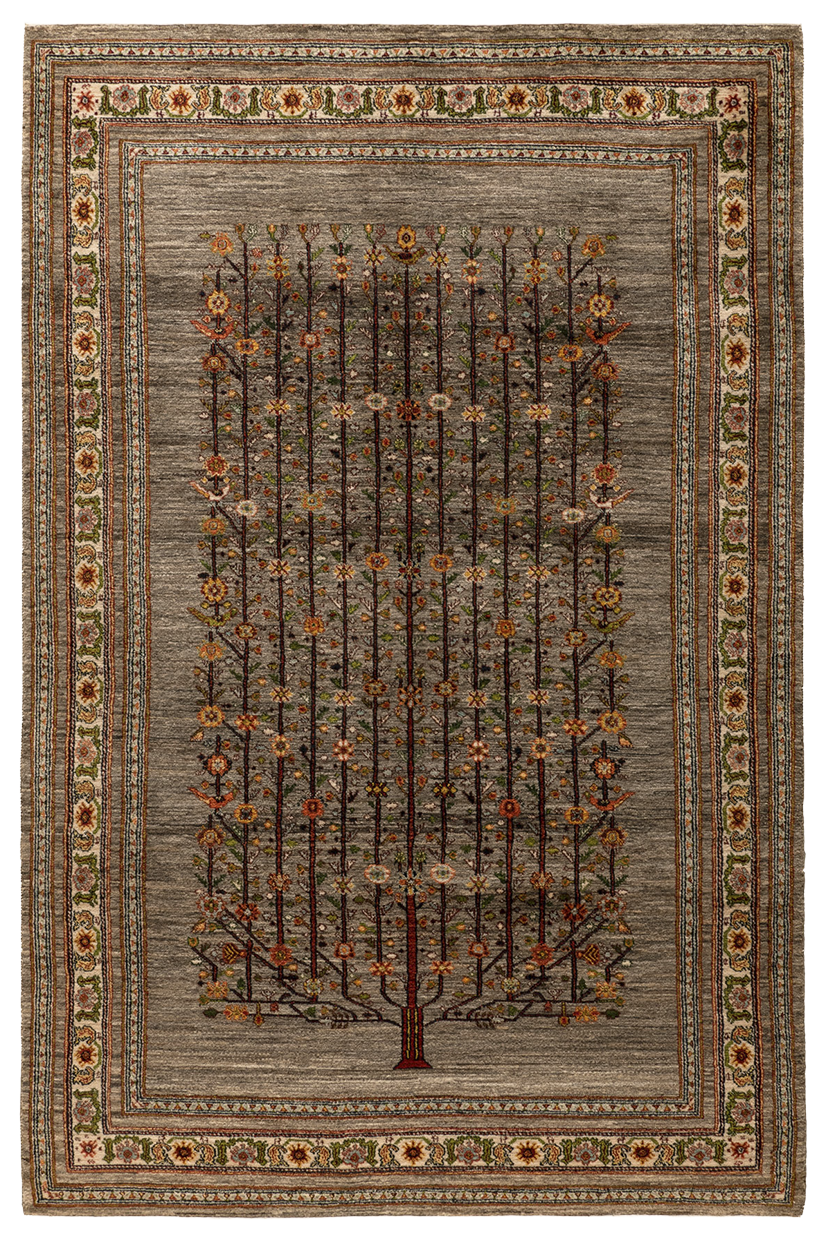 Gabbeh Teppich-Unikat - geschmückter Lebensbaum