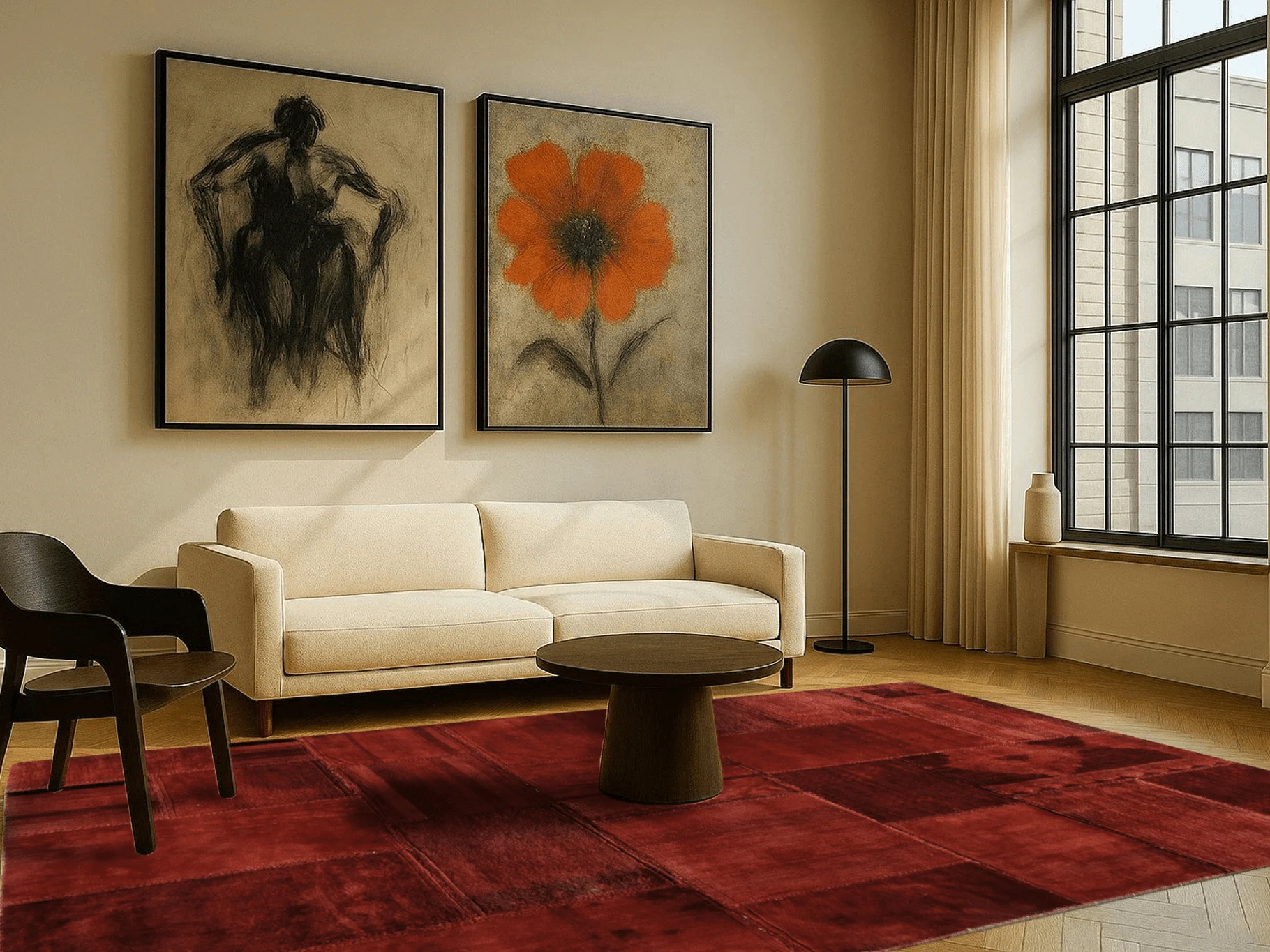 Jordan Collection Designteppich - Patchwork Rubyred