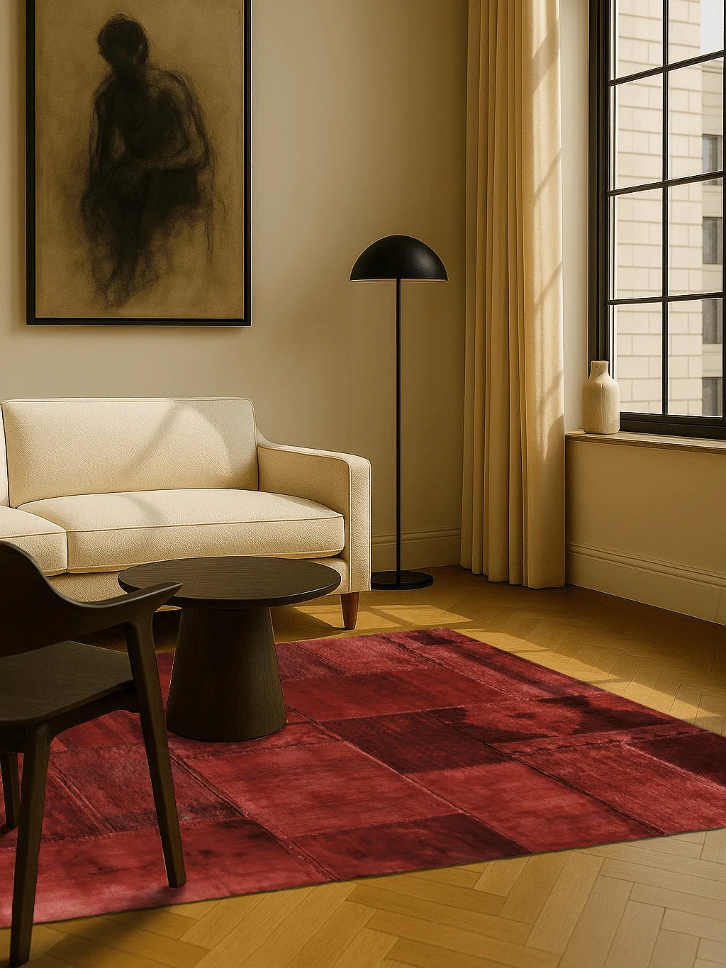 Jordan Collection Designteppich - Patchwork Rubyred