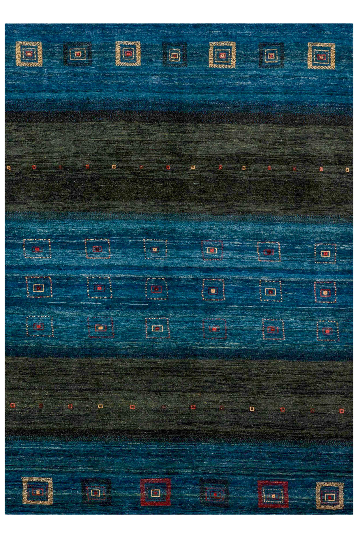 Gabbeh Teppich-Unikat - Dorf bei Nacht