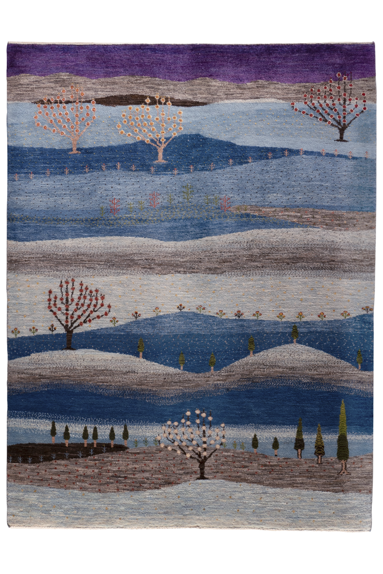 Gabbeh Teppich-Unikat - Gebirge im blauen Licht