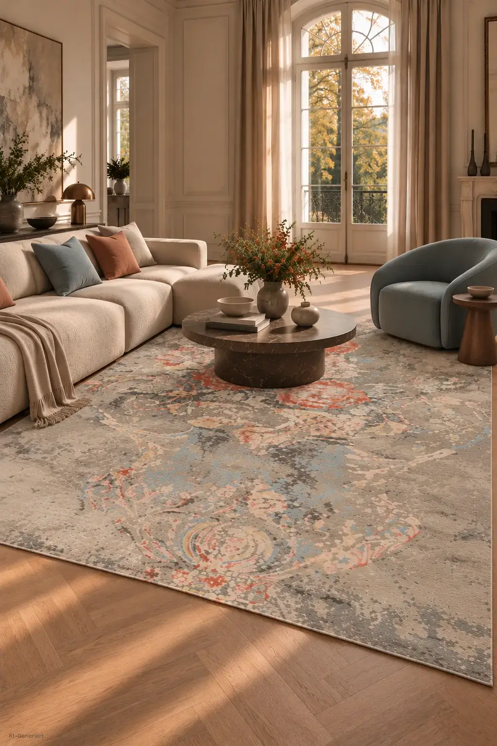 Wool & Silk Teppich - Antique Roses